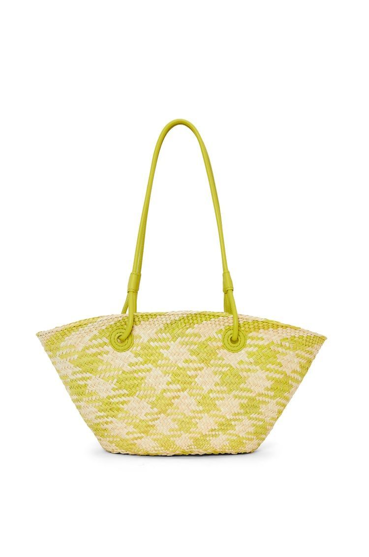 Small Anagram Basket bag in iraca palm and calfskin