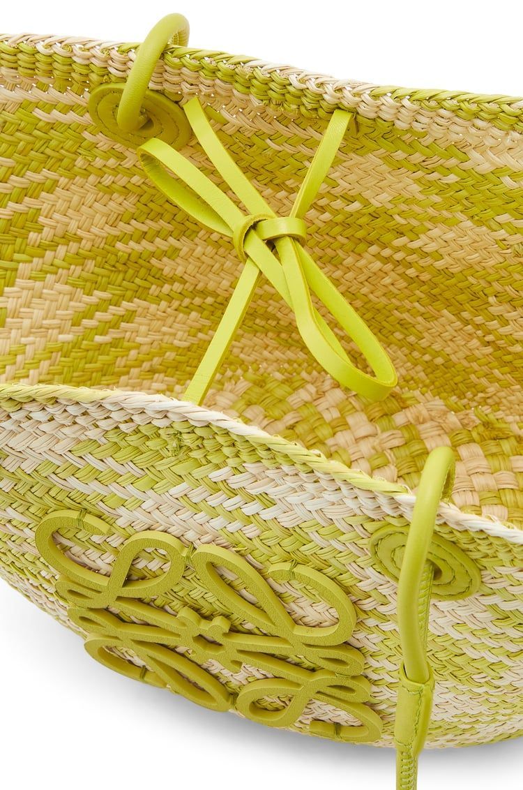 Small Anagram Basket bag in iraca palm and calfskin