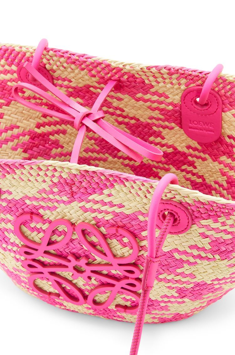 Small Anagram Basket bag in iraca palm and calfskin