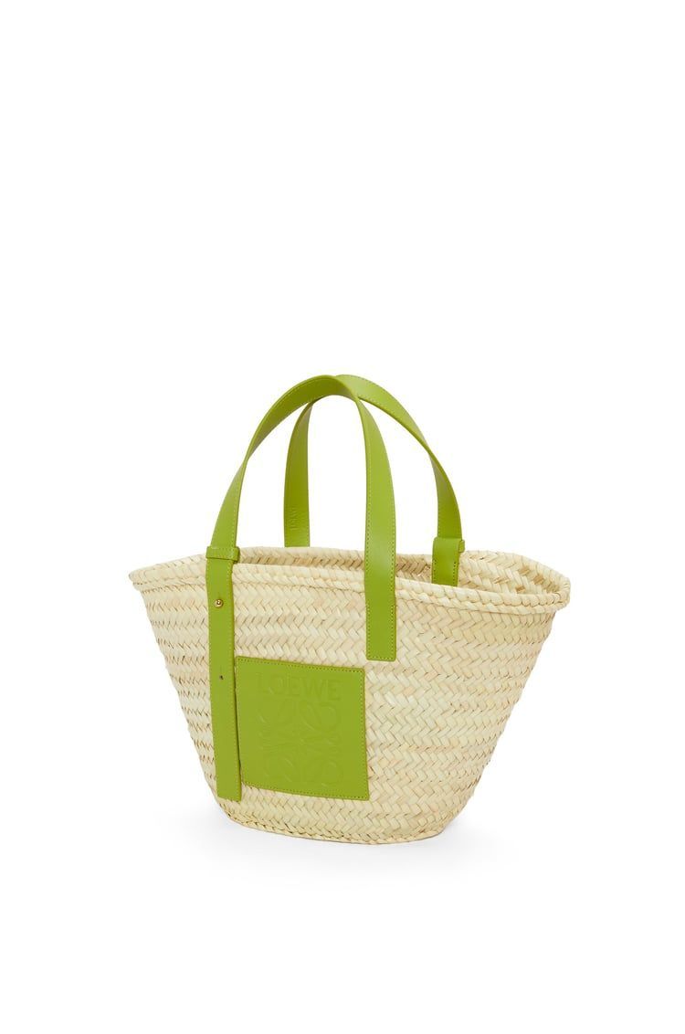 Basket bag in palm leaf and calfskin