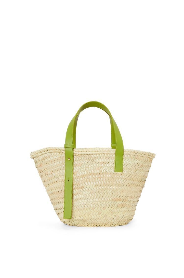 Basket bag in palm leaf and calfskin