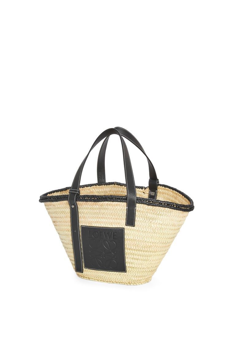 Inlay Basket bag in palm leaf and calfskin