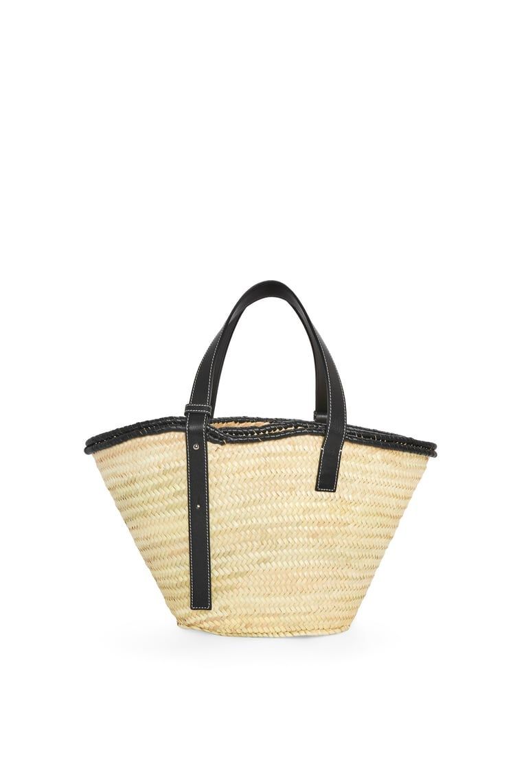 Inlay Basket bag in palm leaf and calfskin