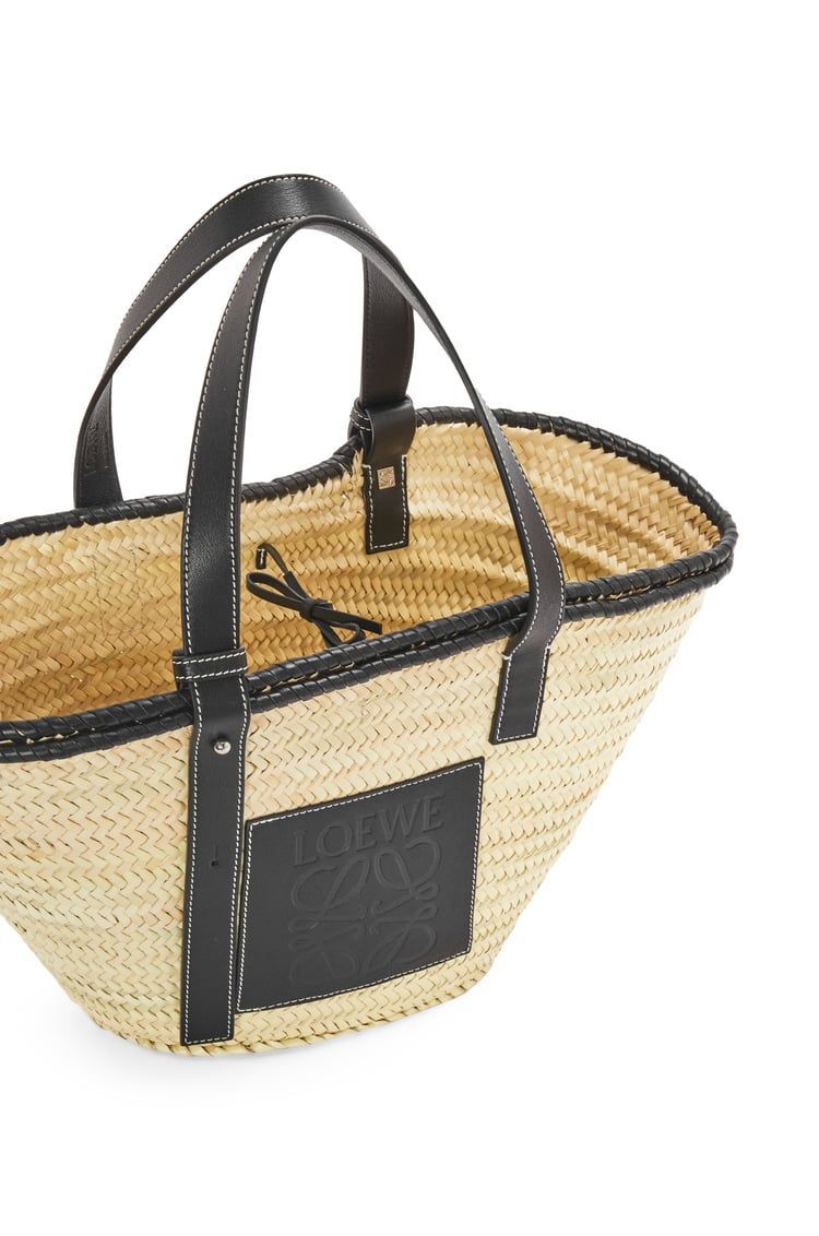 Inlay Basket bag in palm leaf and calfskin
