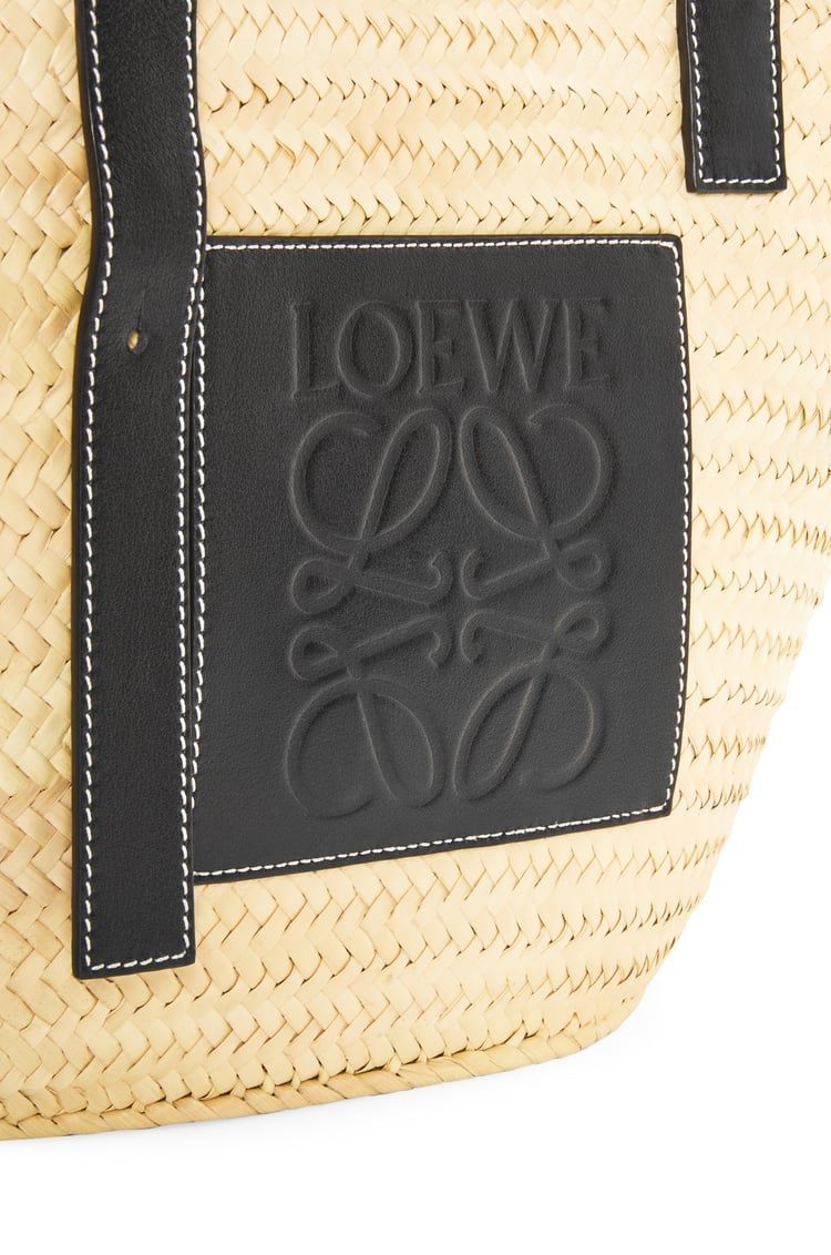 Inlay Basket bag in palm leaf and calfskin