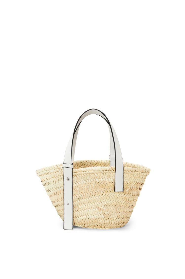 Small Basket bag in palm leaf and calfskin
