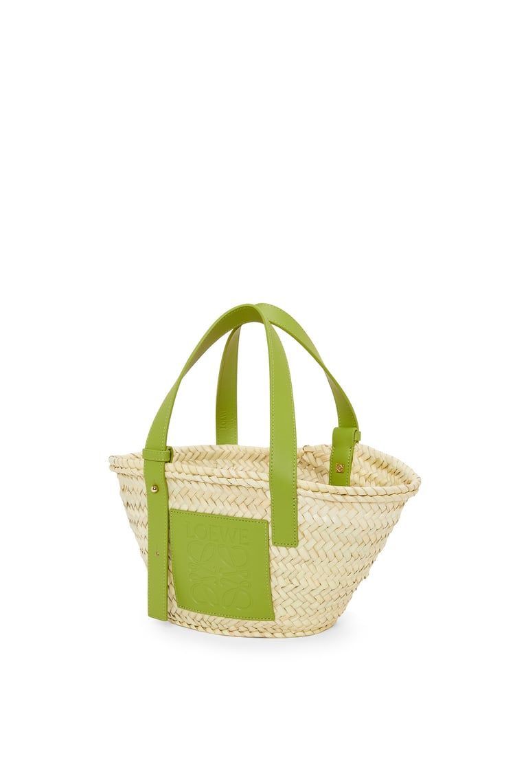 Small Basket bag in palm leaf and calfskin