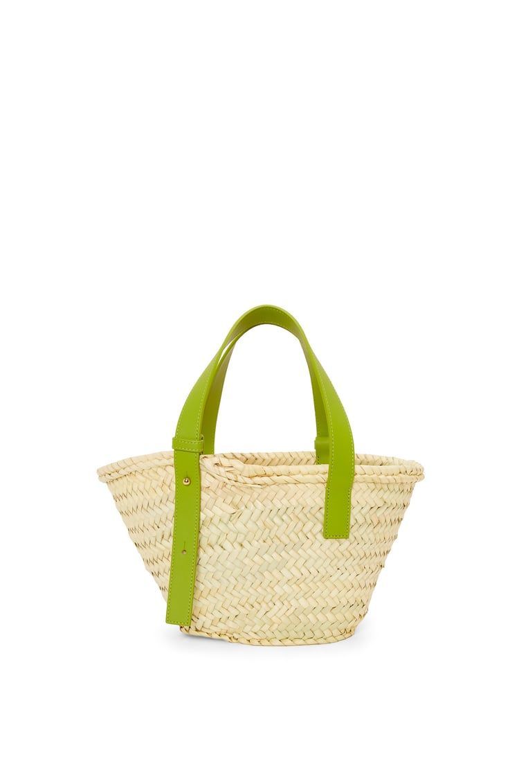 Small Basket bag in palm leaf and calfskin