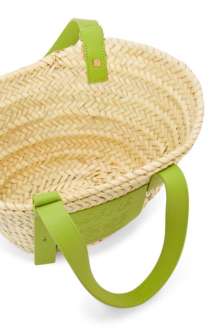 Small Basket bag in palm leaf and calfskin