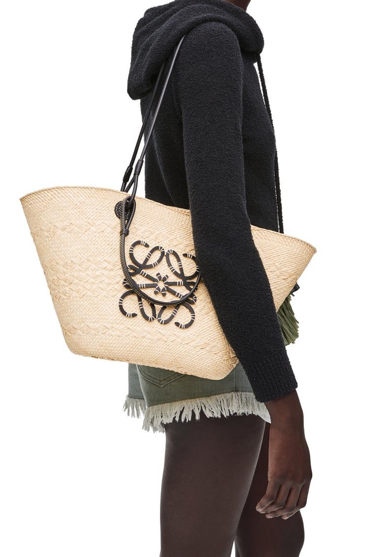 Medium Anagram Basket bag in iraca palm and calfskin