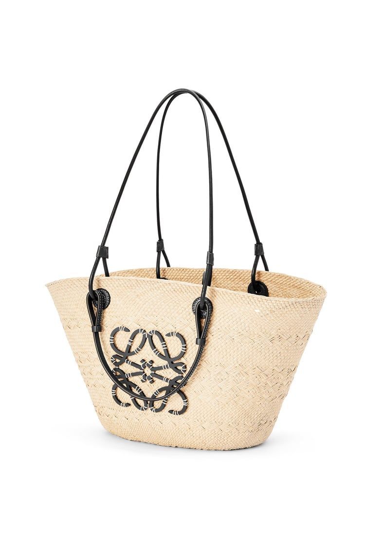 Medium Anagram Basket bag in iraca palm and calfskin