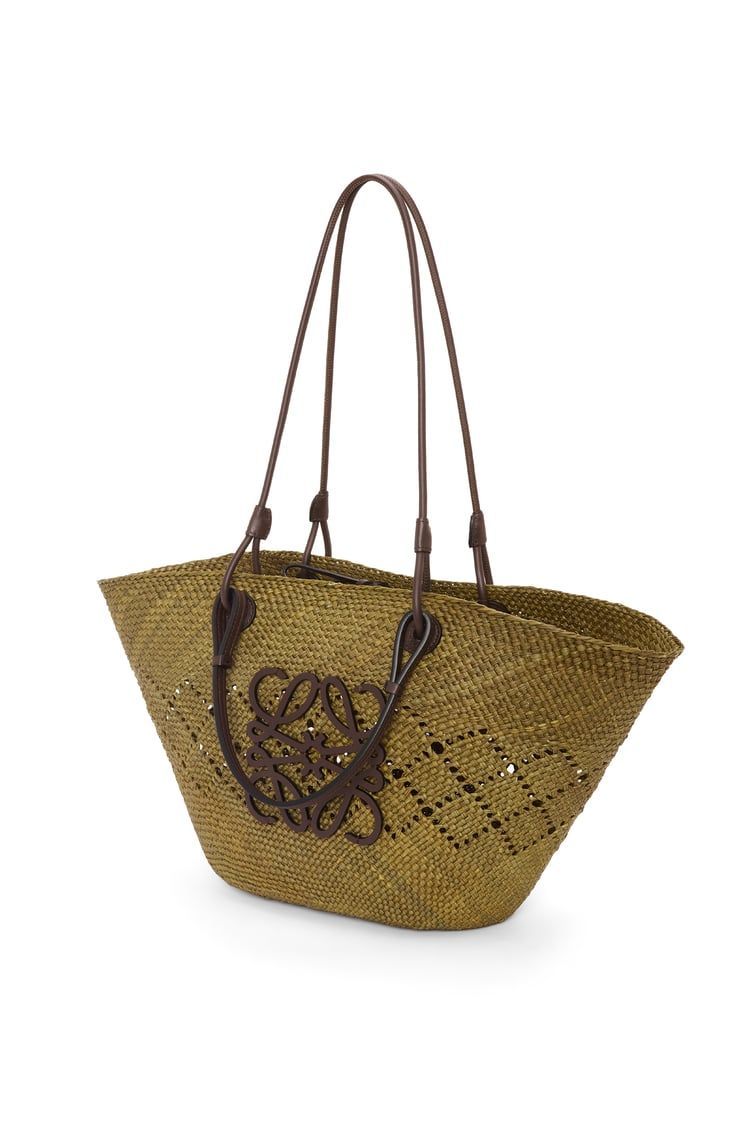 Medium Anagram Basket bag in iraca palm and calfskin