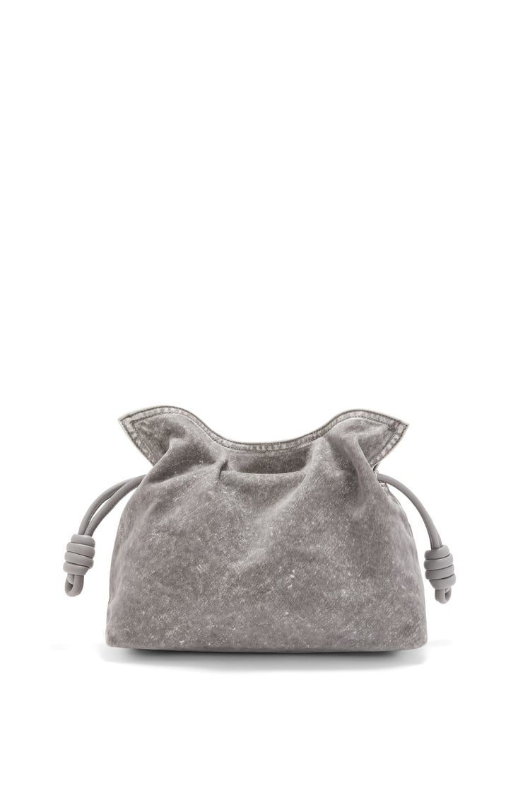 Medium Flamenco clutch in flocked denim