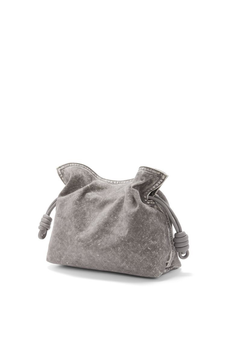 Medium Flamenco clutch in flocked denim