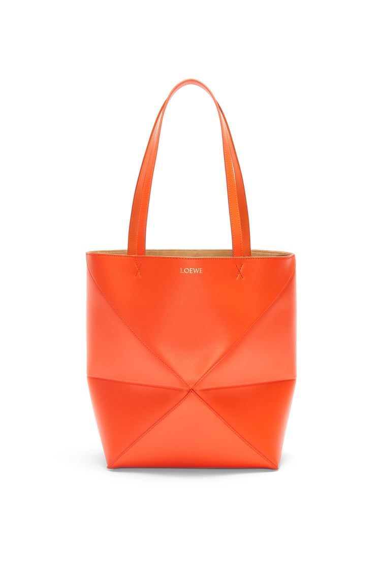 Medium Puzzle Fold tote in shiny calfskin