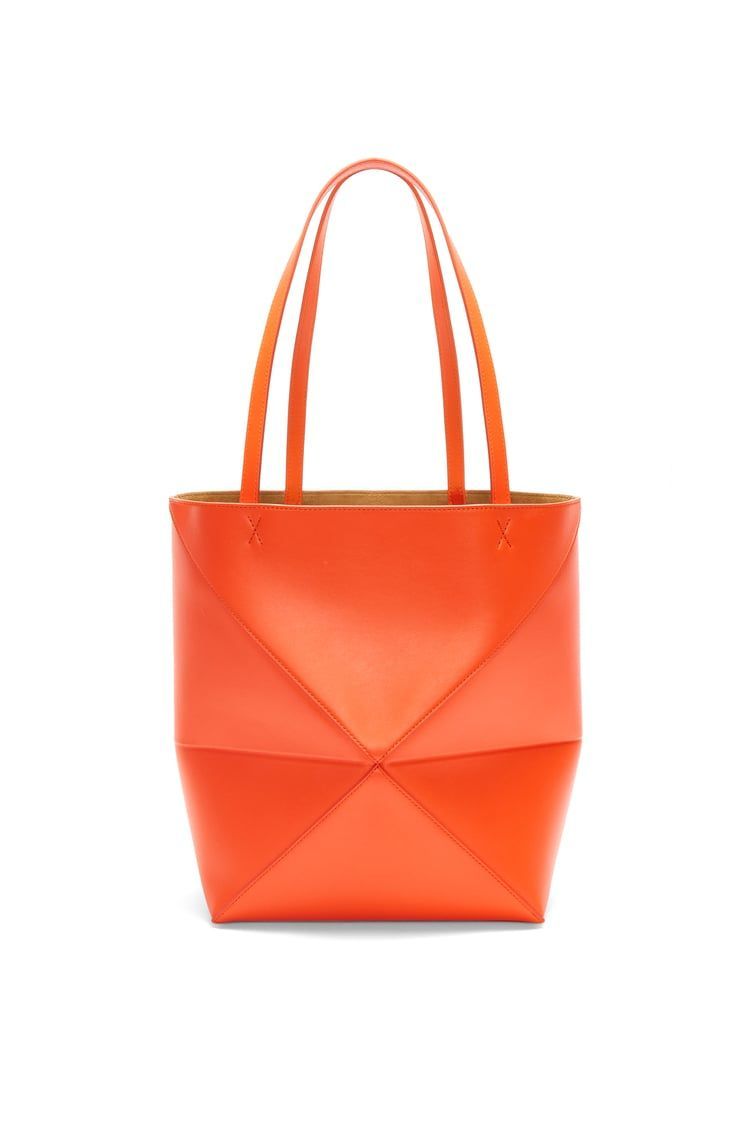 Medium Puzzle Fold tote in shiny calfskin