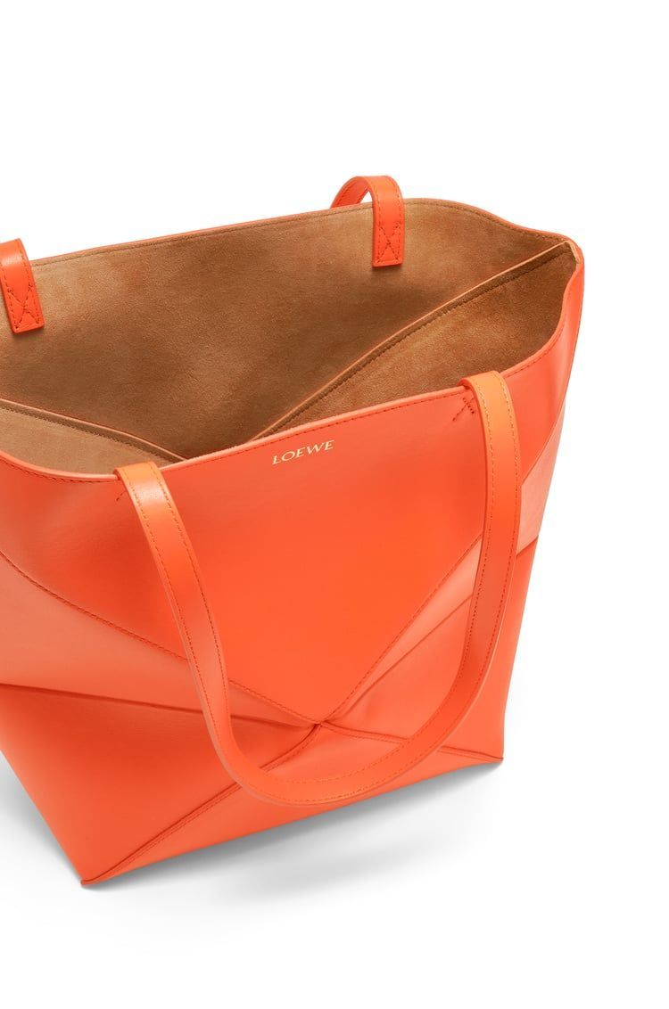 Medium Puzzle Fold tote in shiny calfskin