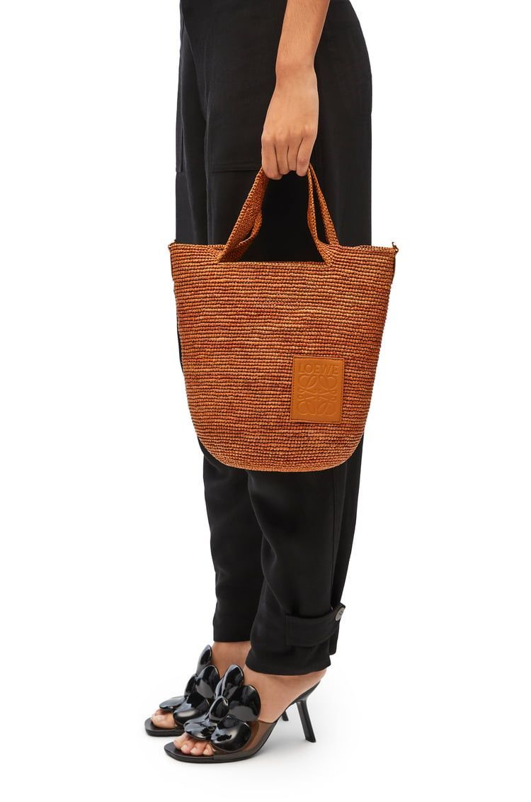 Mini Slit bag in raffia and calfskin