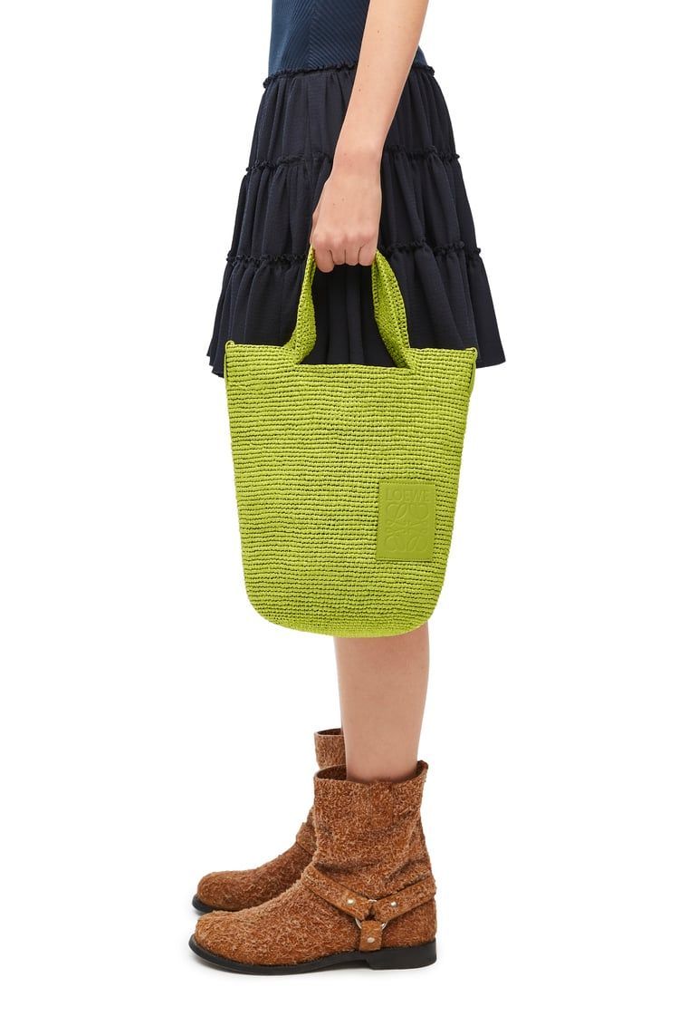 Mini Slit bag in raffia and calfskin