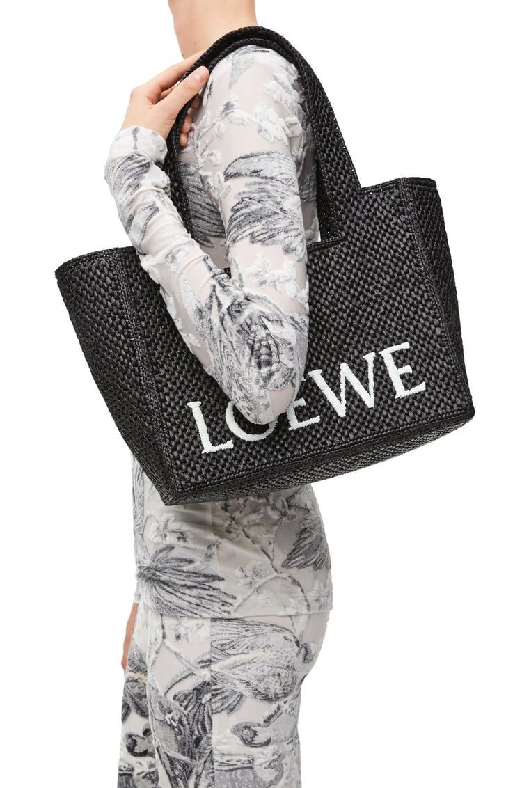 Medium LOEWE Font Tote in raffia