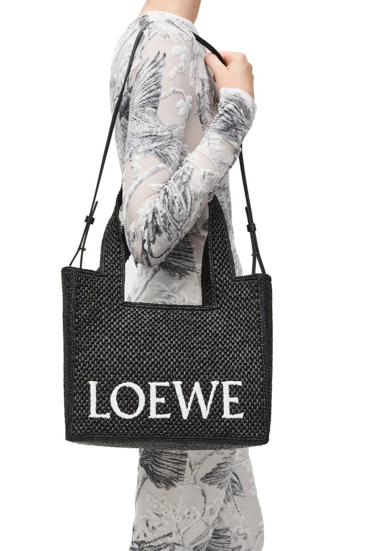 Medium LOEWE Font Tote in raffia