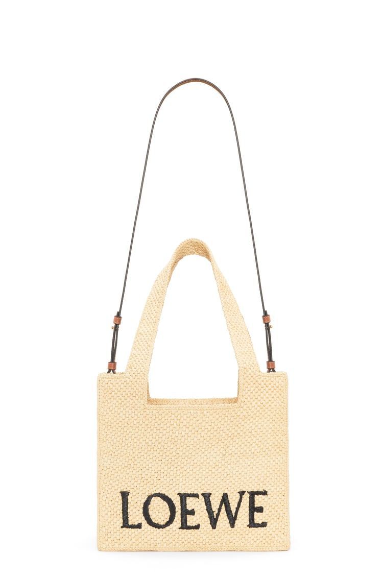 Medium LOEWE Font tote in raffia