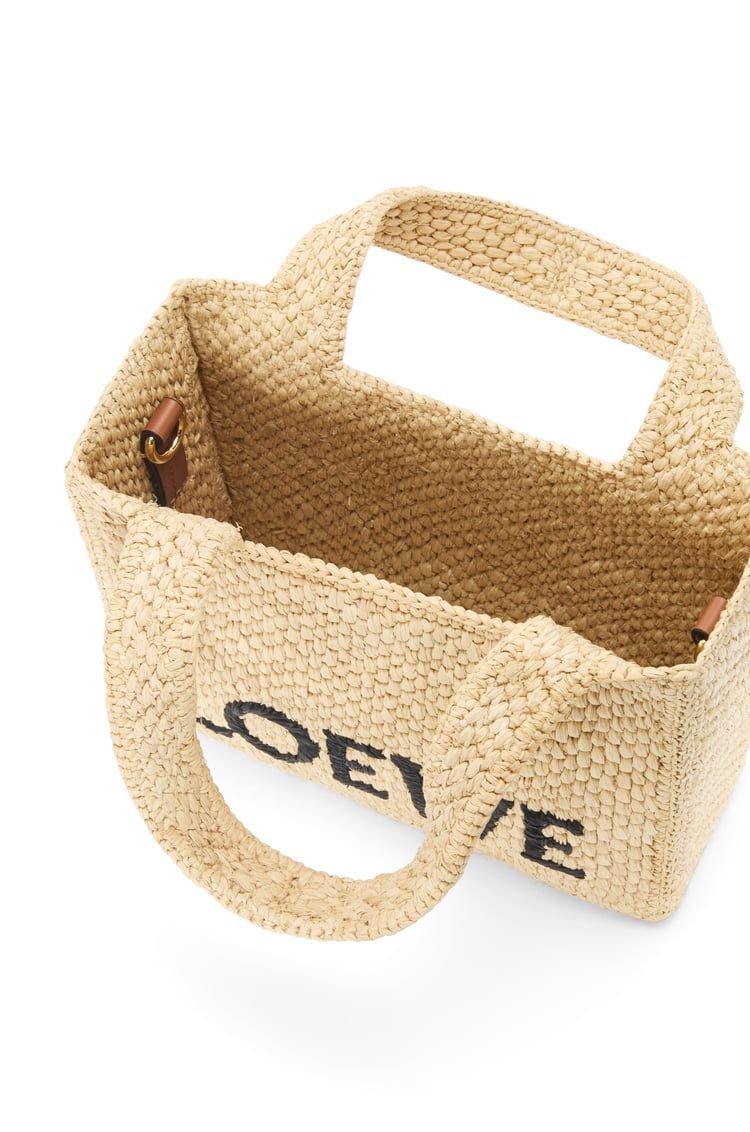 Mini LOEWE Font tote in raffia