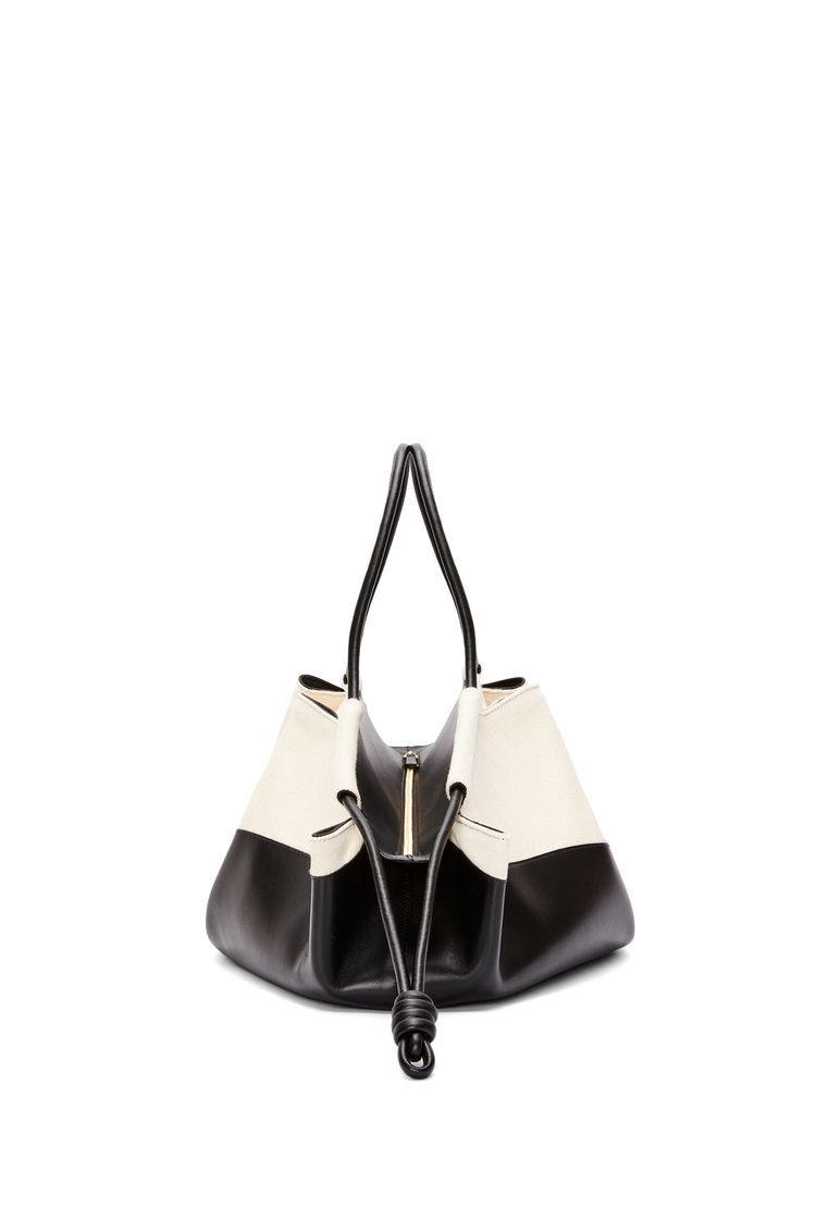 XL Paseo bag in shiny nappa calfskin and canvas
