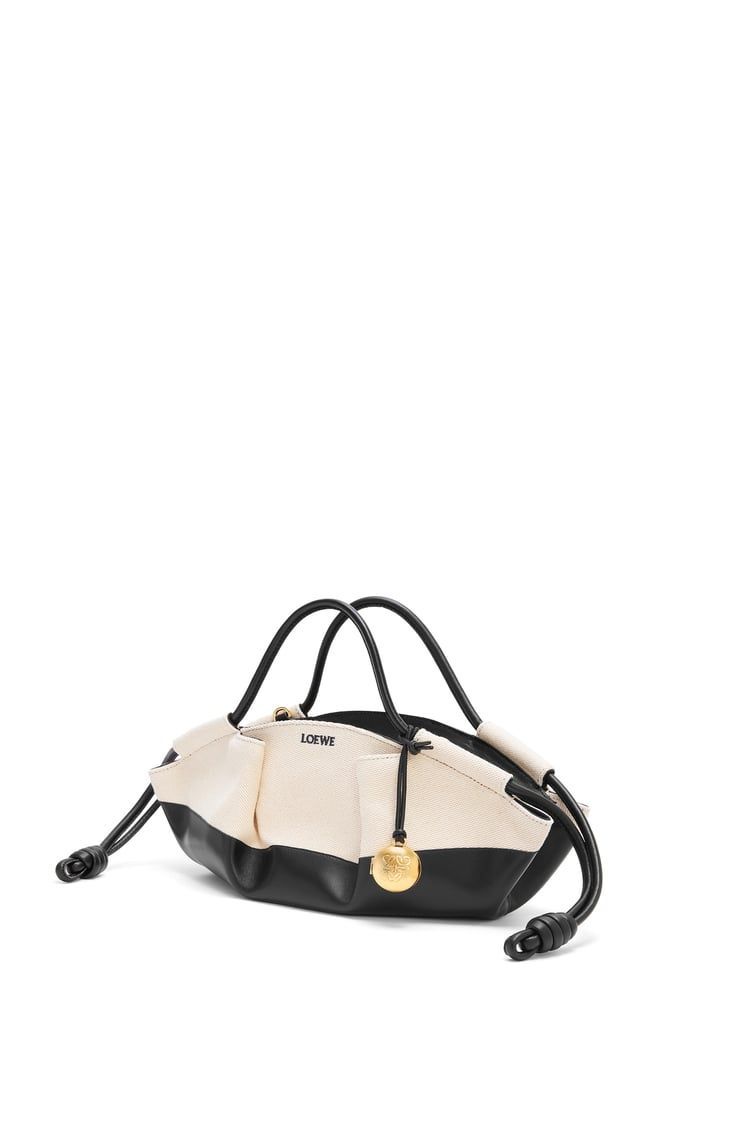 Small Paseo bag in shiny nappa calfskin and canvas