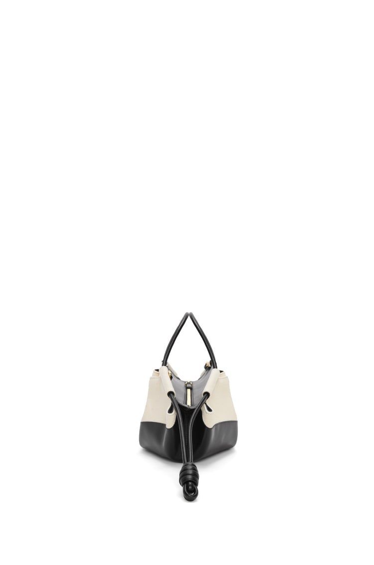 Small Paseo bag in shiny nappa calfskin and canvas