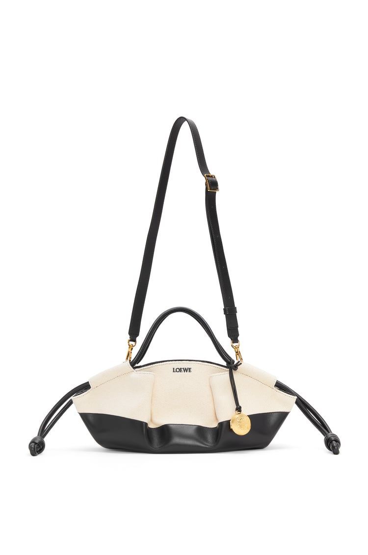 Small Paseo bag in shiny nappa calfskin and canvas