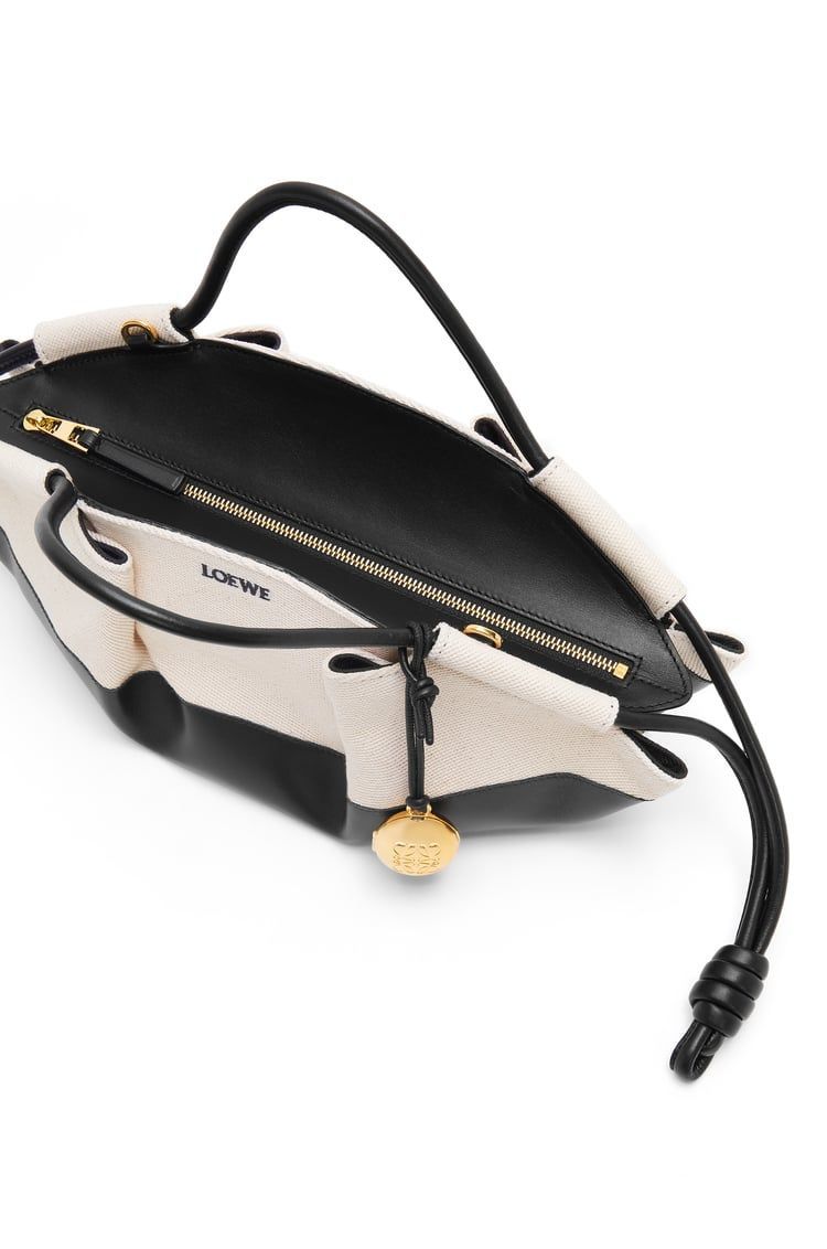 Small Paseo bag in shiny nappa calfskin and canvas