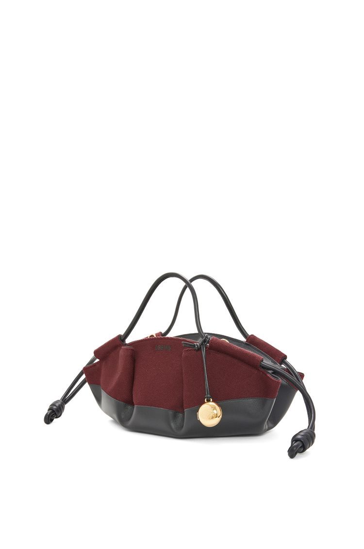 Small Paseo bag in shiny nappa calfskin and canvas