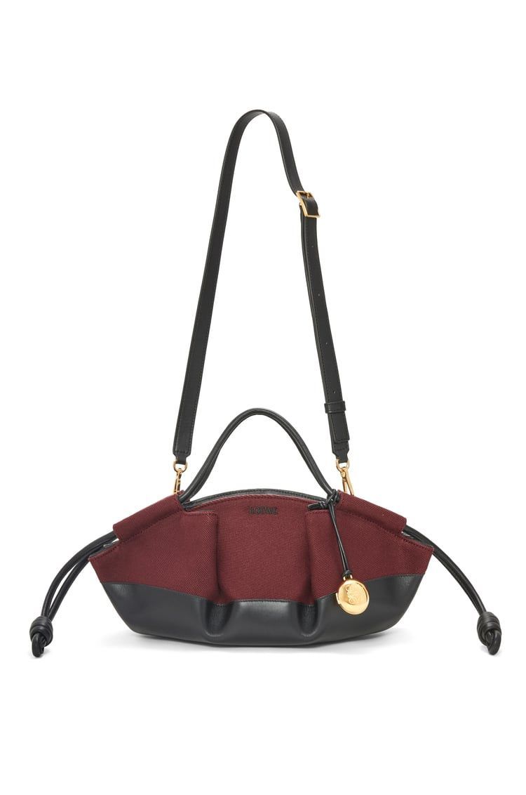 Small Paseo bag in shiny nappa calfskin and canvas