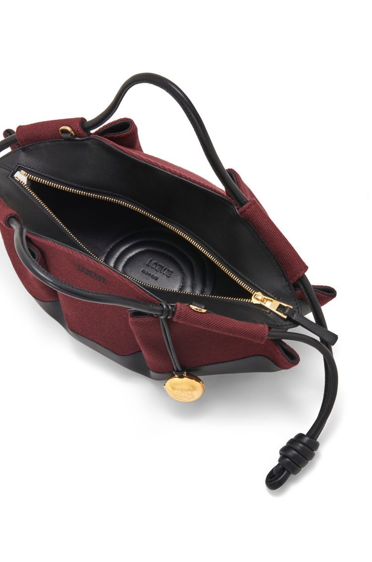 Small Paseo bag in shiny nappa calfskin and canvas