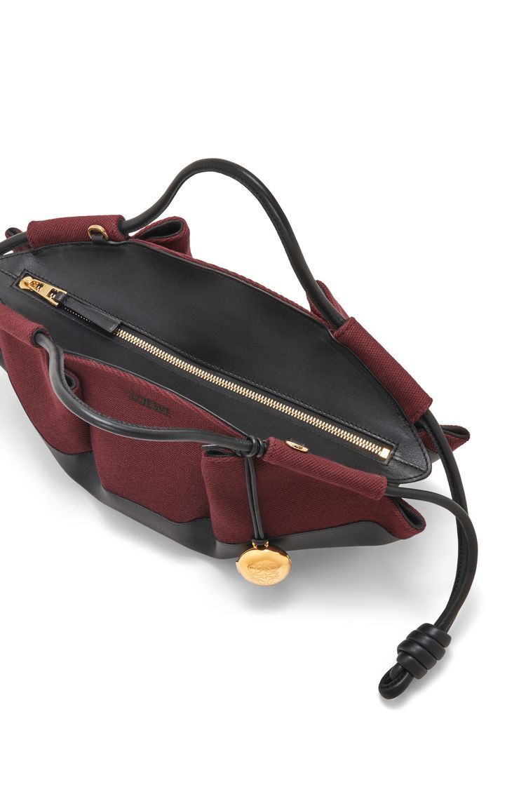 Small Paseo bag in shiny nappa calfskin and canvas