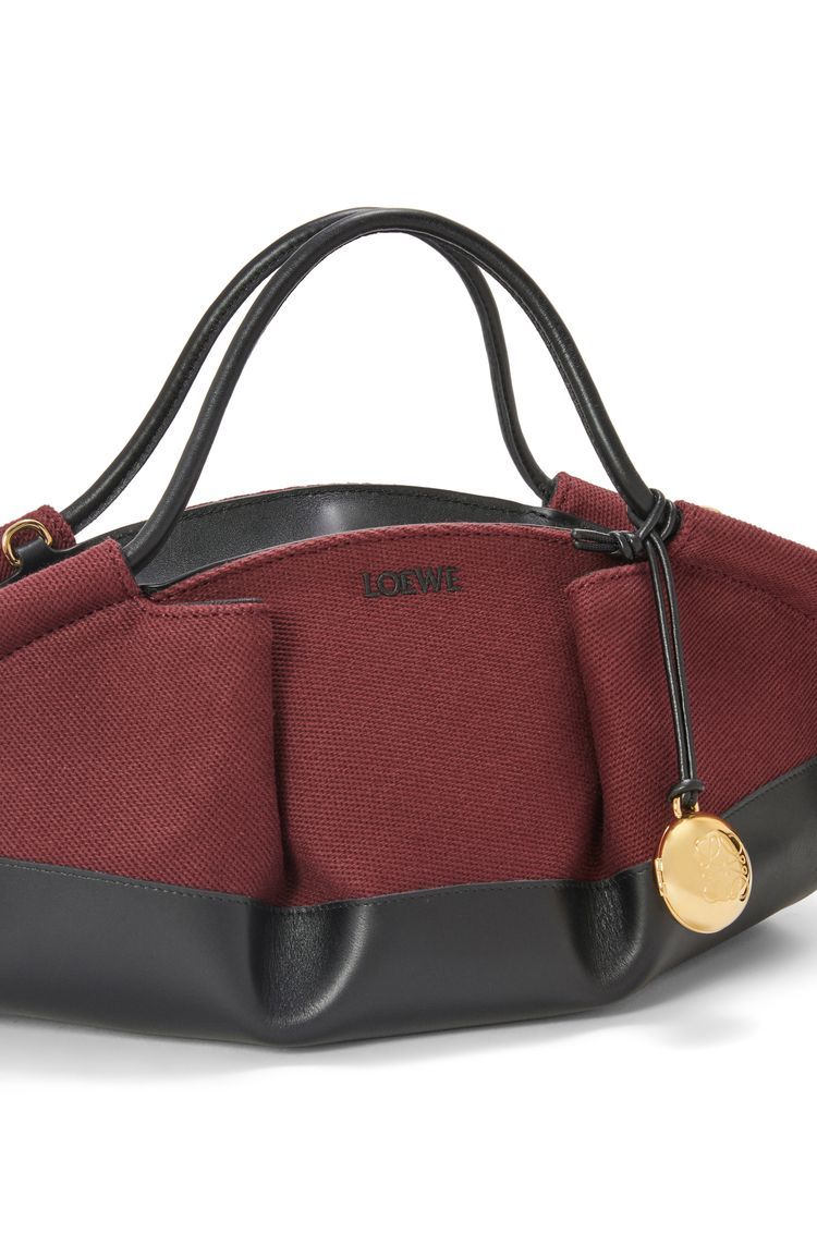 Small Paseo bag in shiny nappa calfskin and canvas