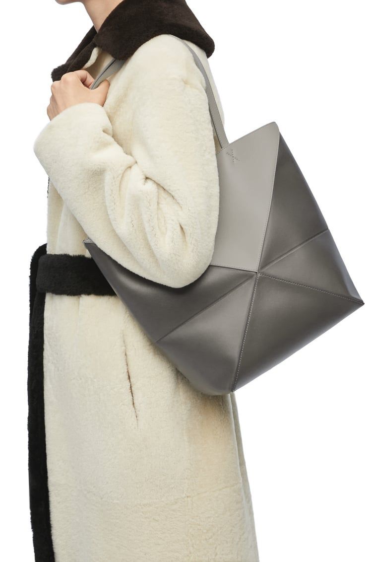 Puzzle Fold Tote in shiny calfskin