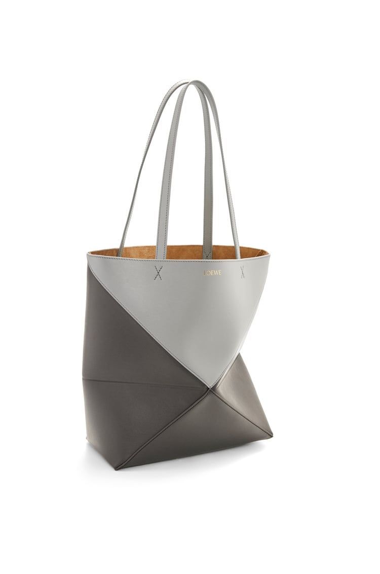 Puzzle Fold Tote in shiny calfskin