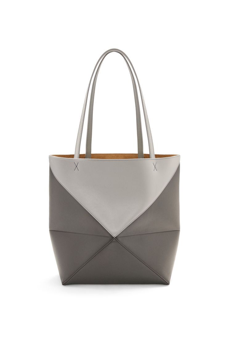 Puzzle Fold Tote in shiny calfskin