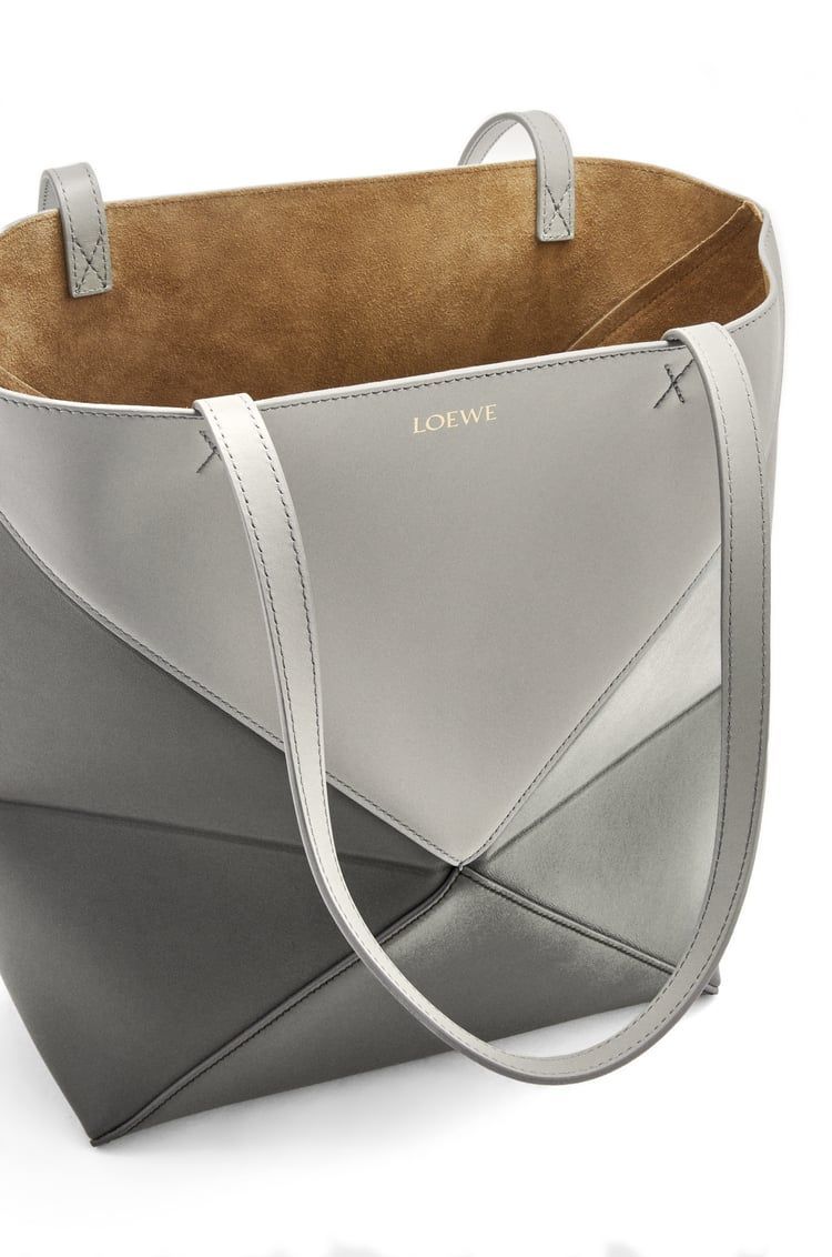 Puzzle Fold Tote in shiny calfskin