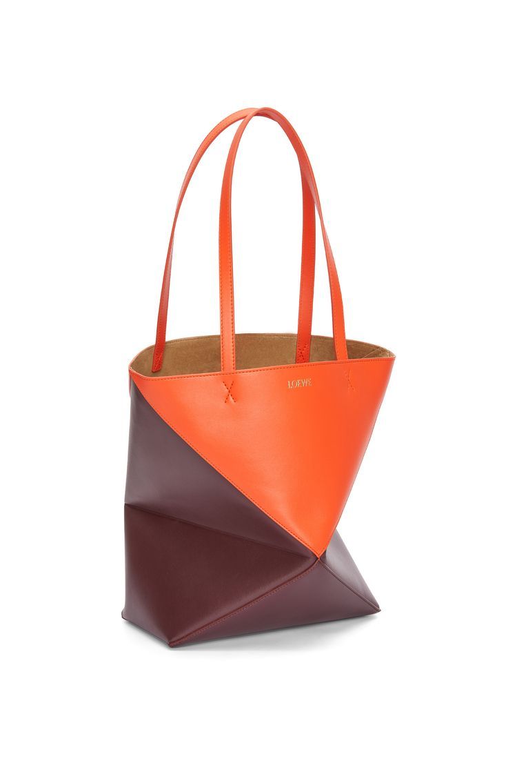 Puzzle Fold Tote in shiny calfskin