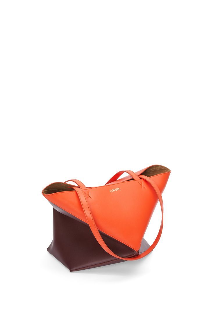 Puzzle Fold Tote in shiny calfskin