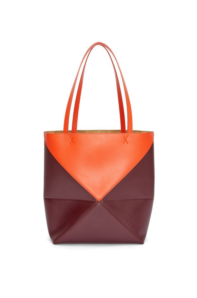 Puzzle Fold Tote in shiny calfskin