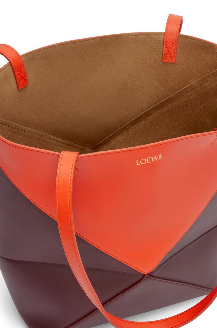 Puzzle Fold Tote in shiny calfskin
