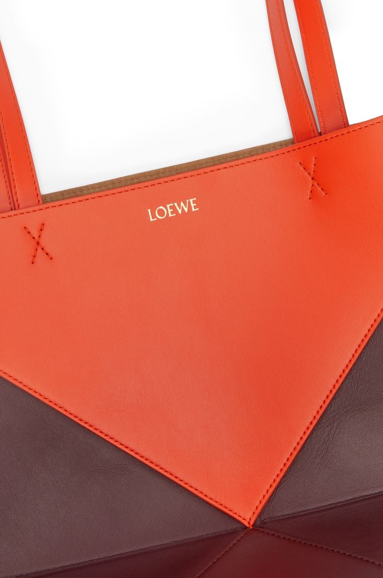 Puzzle Fold Tote in shiny calfskin