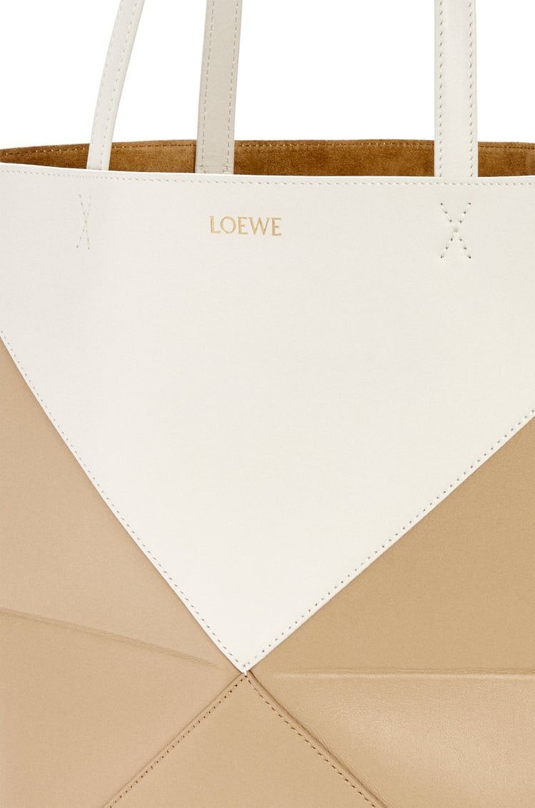 Puzzle Fold Tote in shiny calfskin