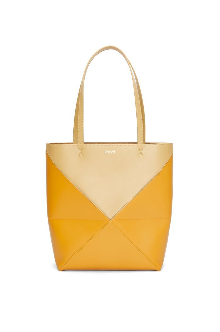 Puzzle Fold Tote in shiny calfskin