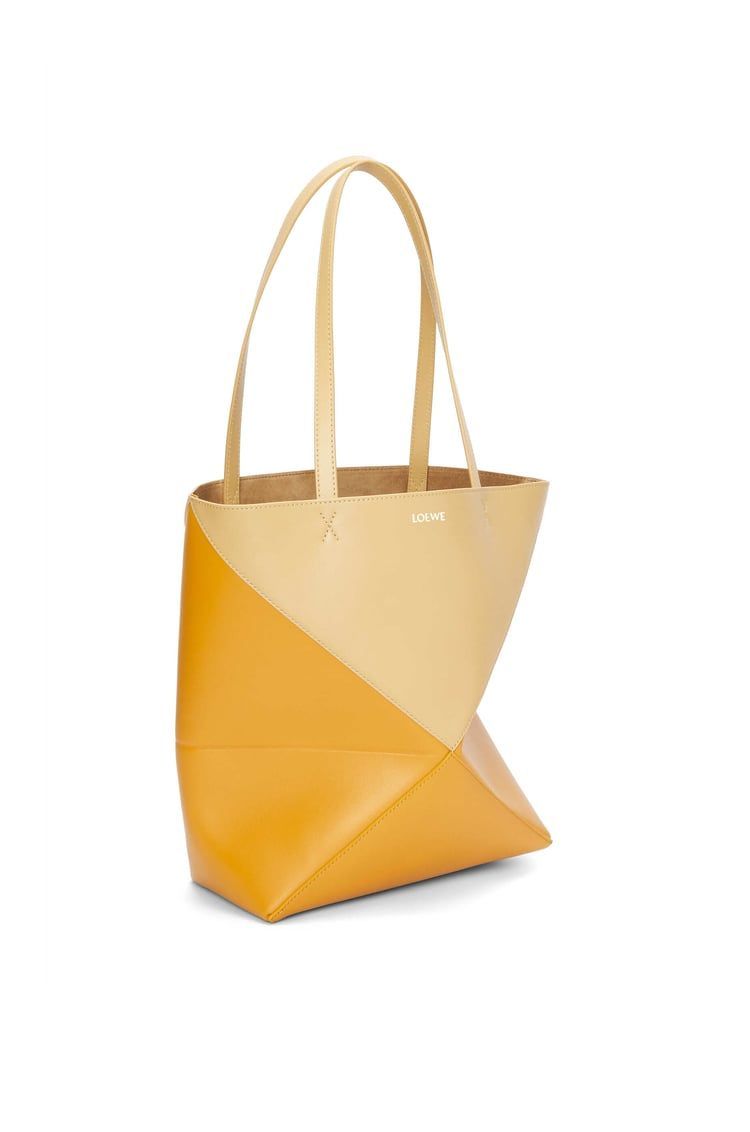 Puzzle Fold Tote in shiny calfskin