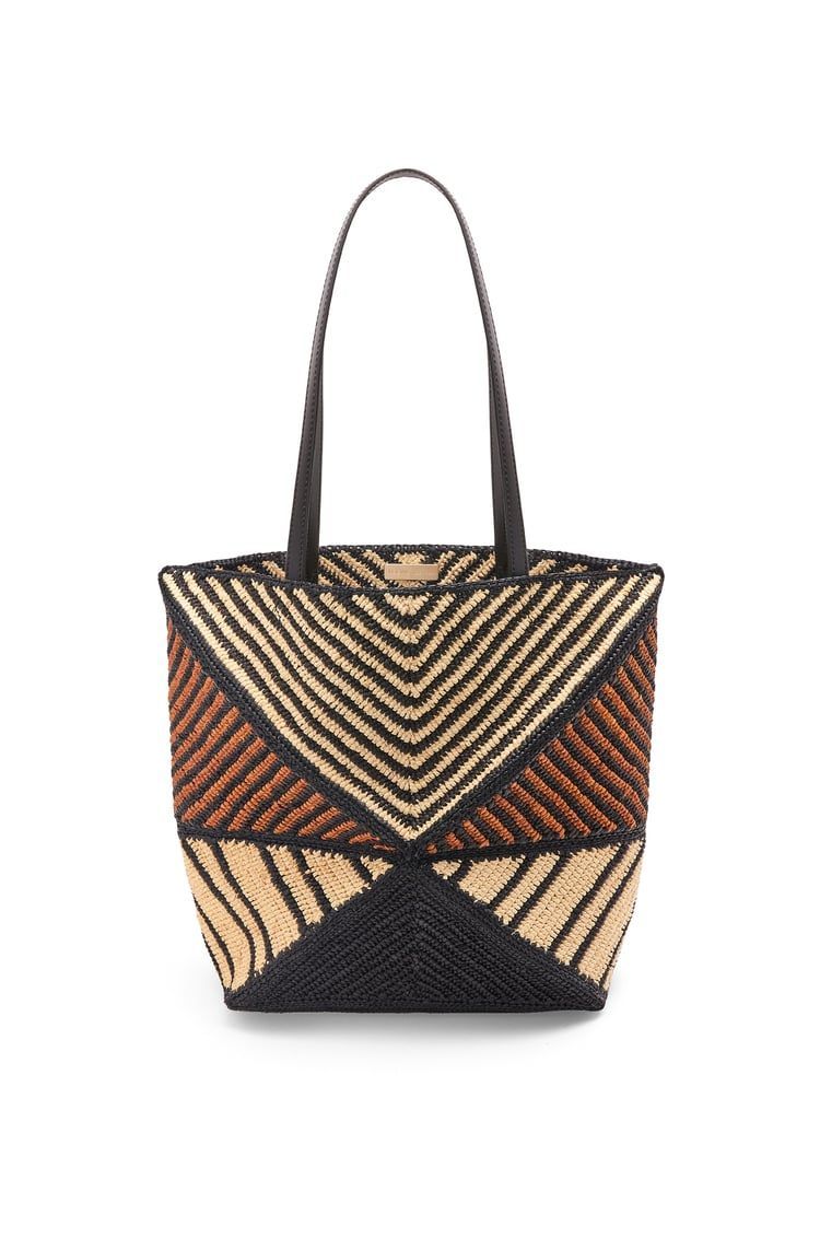 Puzzle Fold Tote in raffia